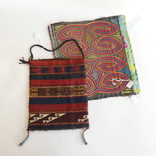 A South American Mola applique 350 x 350mm and a woven bag